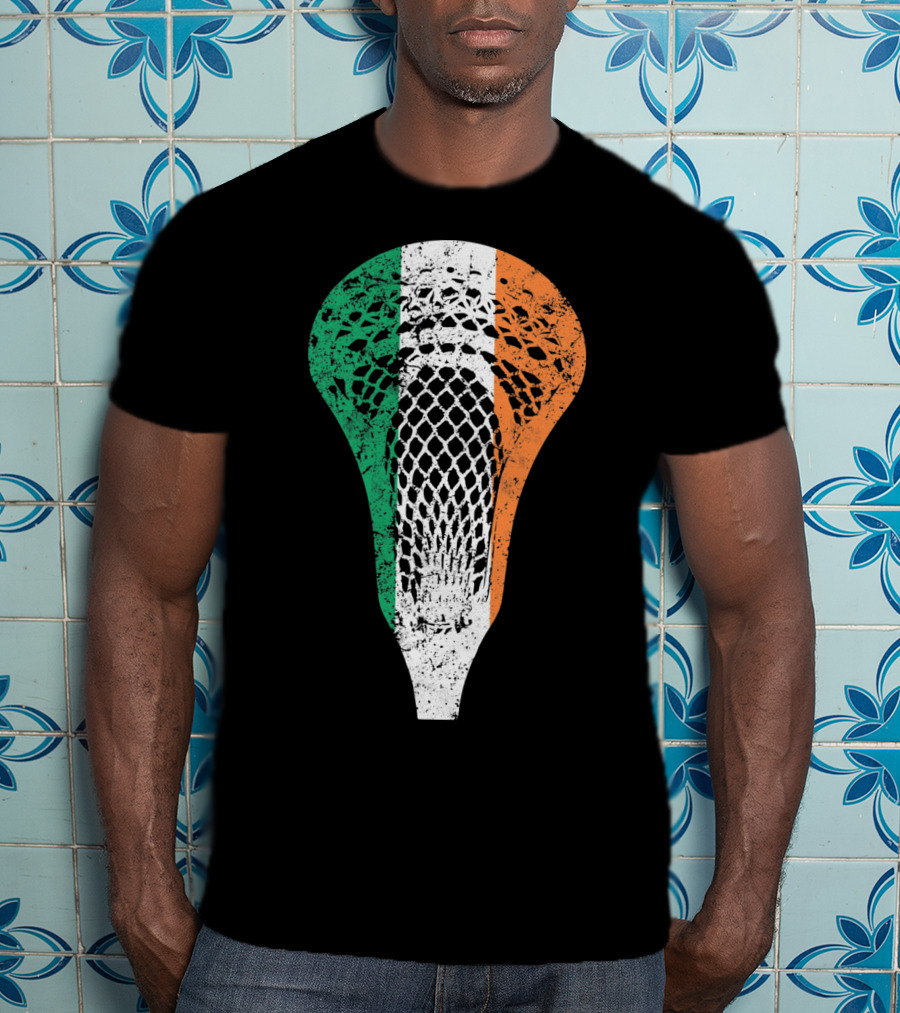 Irish Lacrosse Ireland Tricolor Lacrosse Stick Net T-Shirt