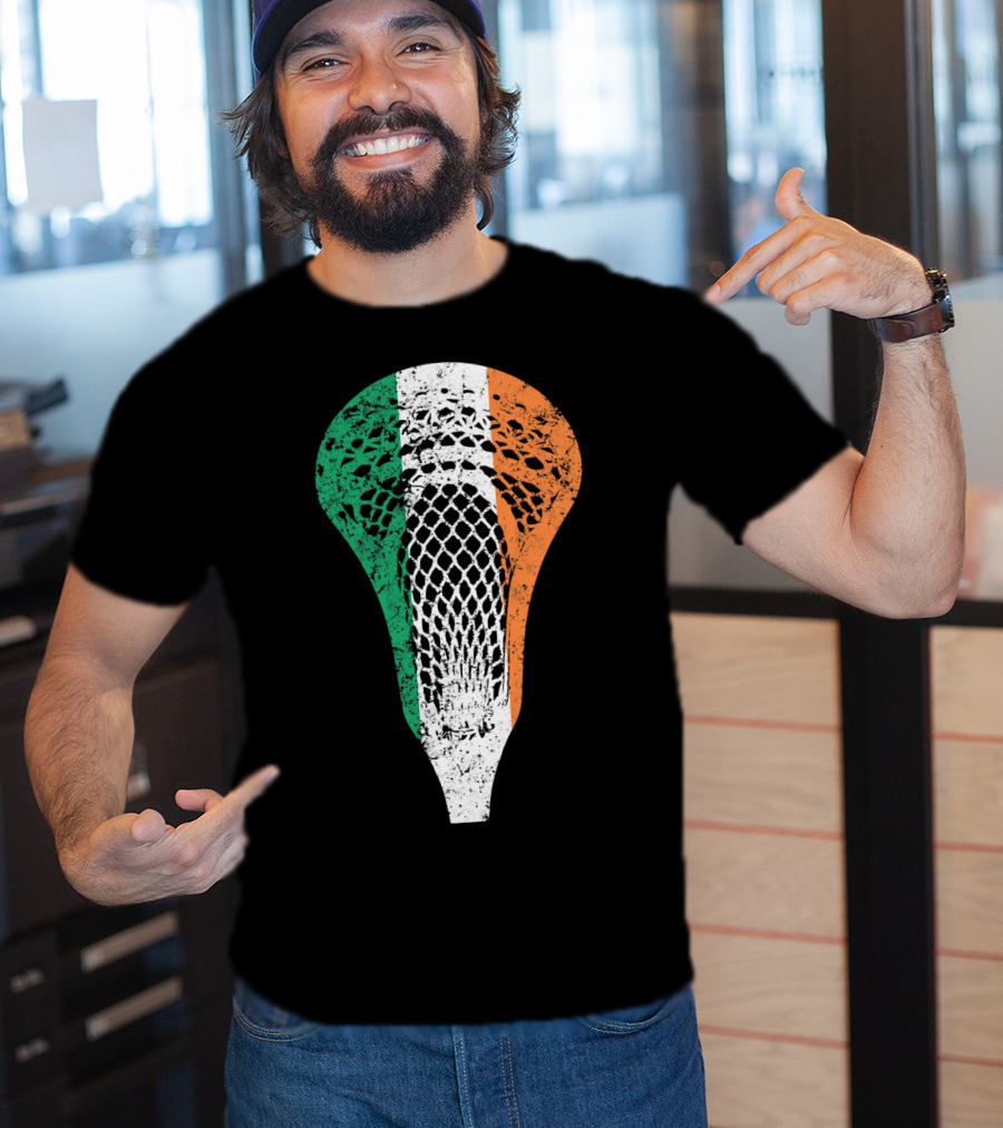 Irish Lacrosse Ireland Tricolor Lacrosse Stick Net T-Shirt