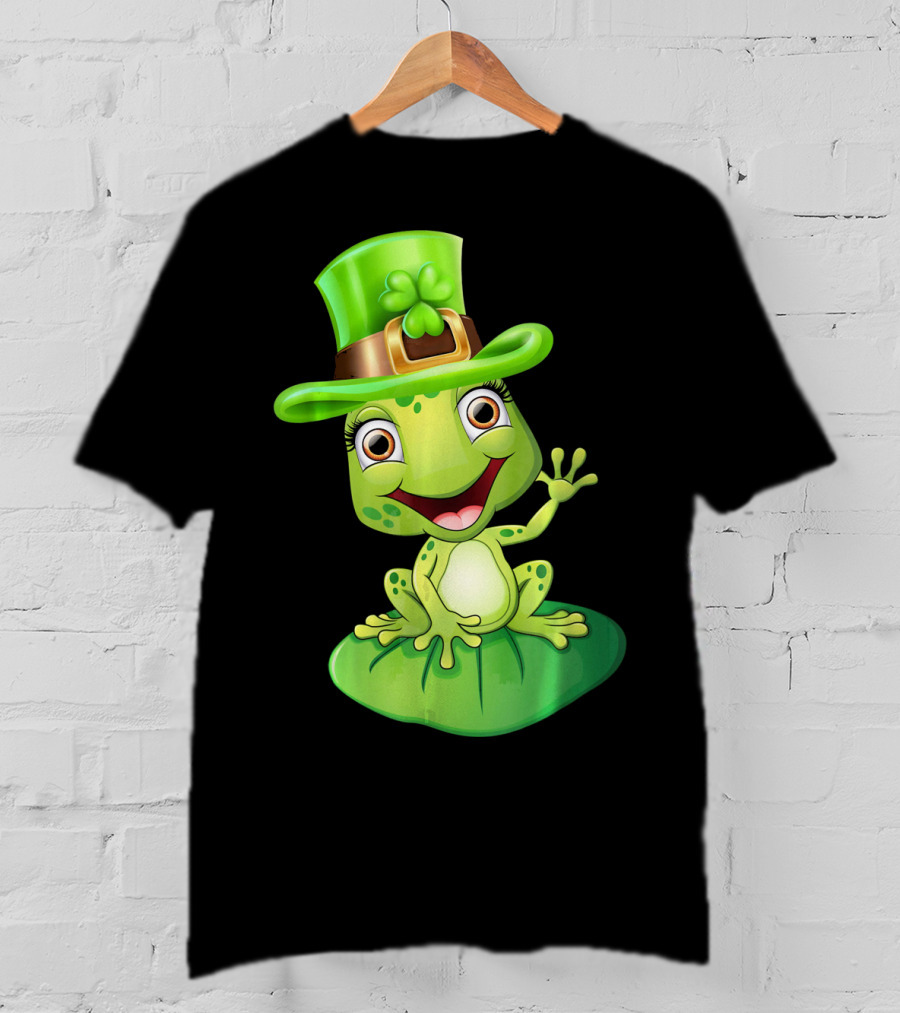St. Patrick's Day Cute Frog In Green Hat T-Shirt
