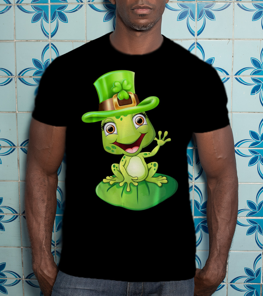 St. Patrick's Day Cute Frog In Green Hat T-Shirt