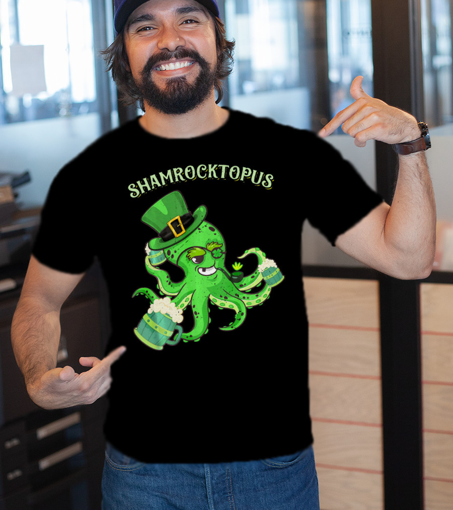 Shamrocktopus Octopus Leprechaun St. Pat Green Hat Beer Mugs T-Shirt