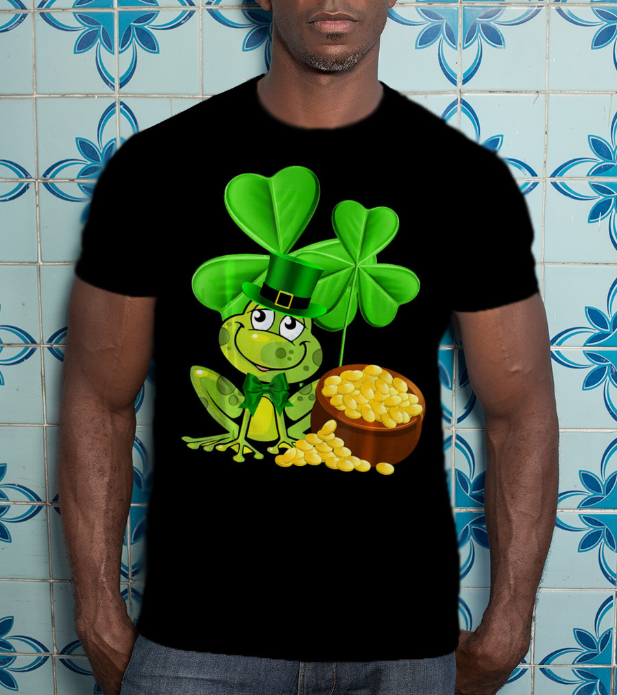 Leprechaun Frog St. Patrick's Day Shamrock Gold Coins T-Shirt