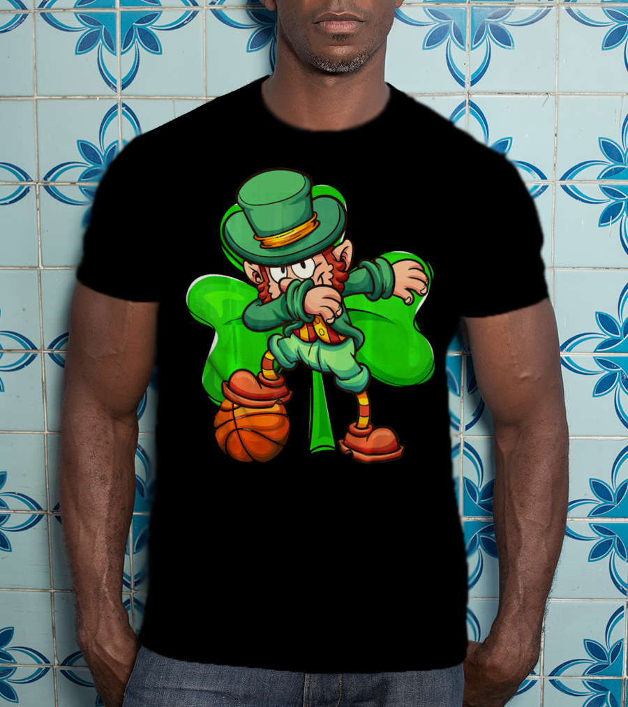 Dabbing Leprechaun With Basketball And Shamrock T-Shirt