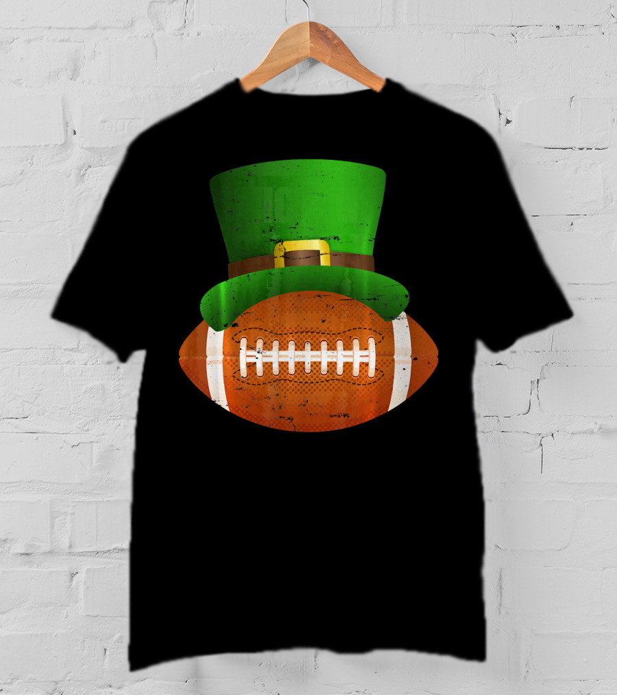 Funny St Patricks Leprechaun Football Hat Luck T-Shirt
