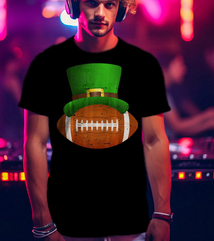 Funny St Patricks Leprechaun Football Hat Luck T-Shirt