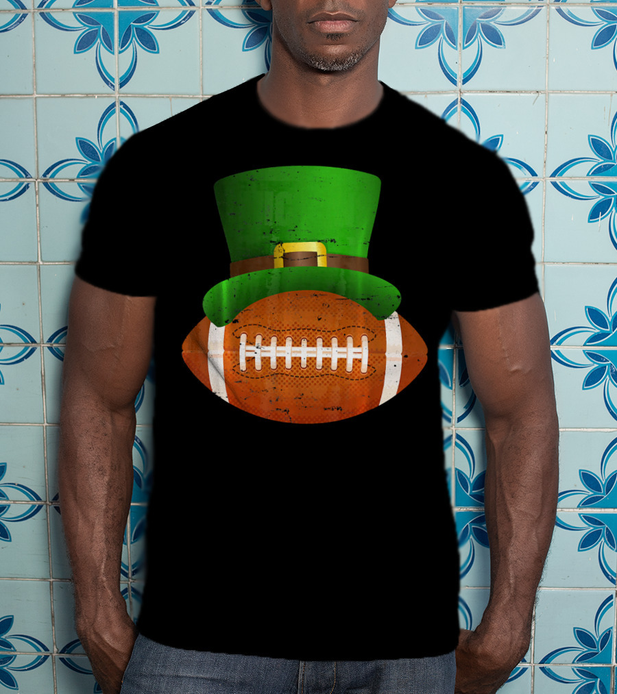 Funny St Patricks Leprechaun Football Hat Luck T-Shirt