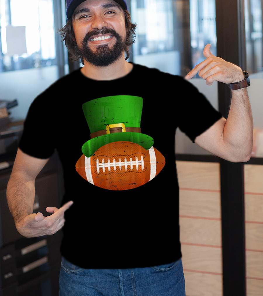 Funny St Patricks Leprechaun Football Hat Luck T-Shirt