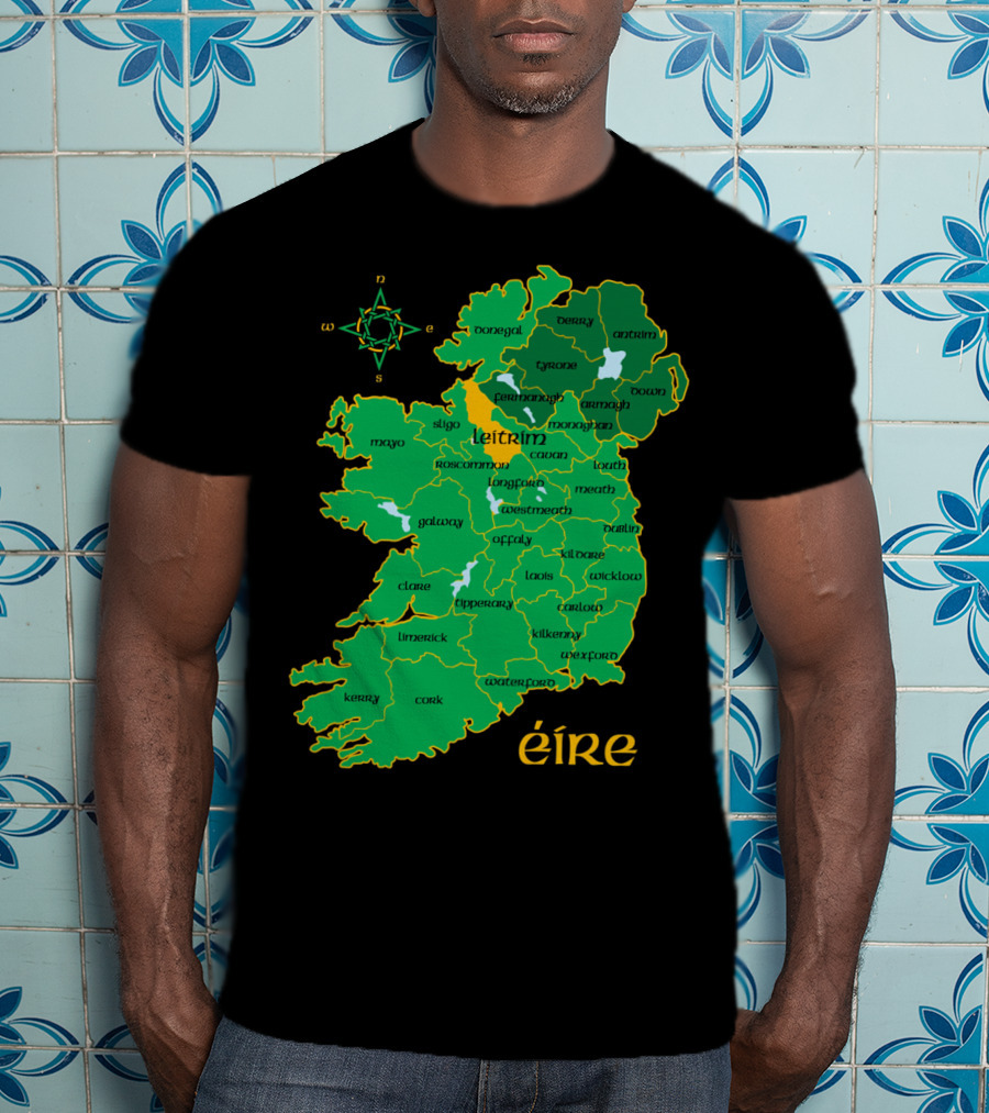 Leitrim Ireland County Map Éire Compass T-Shirt