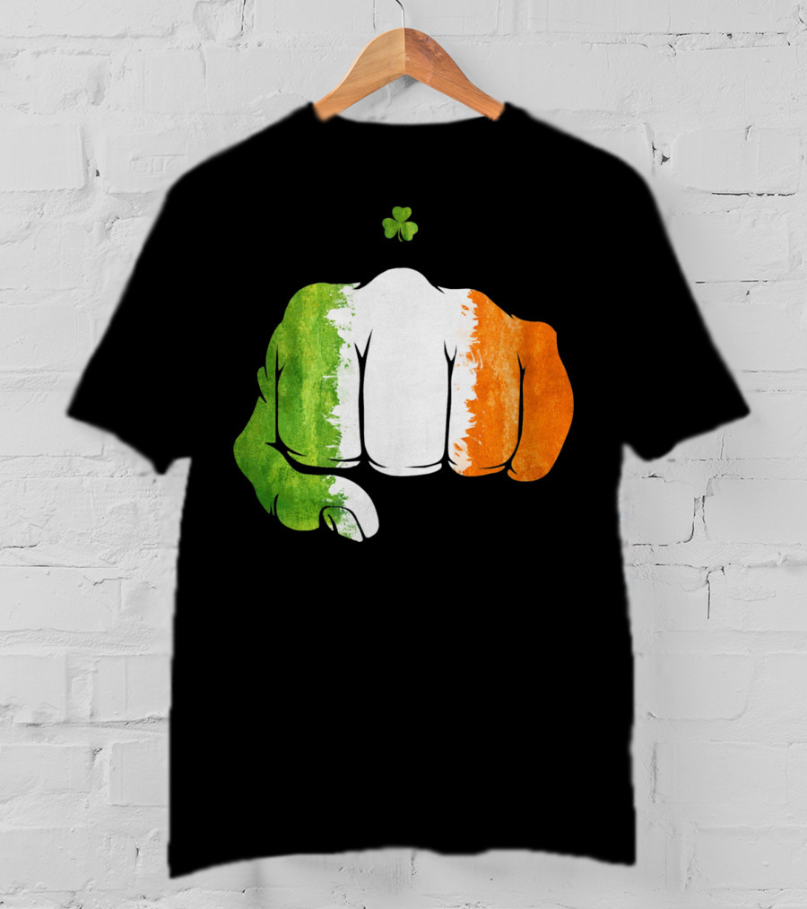 Irish Fighting Fist With Tricolor And Shamrock Mixed Martial Arts T-Shirt