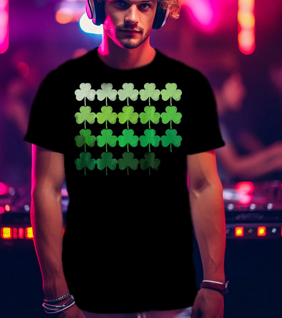 Shades Of Green Irish Shamrock Gradient T-Shirt
