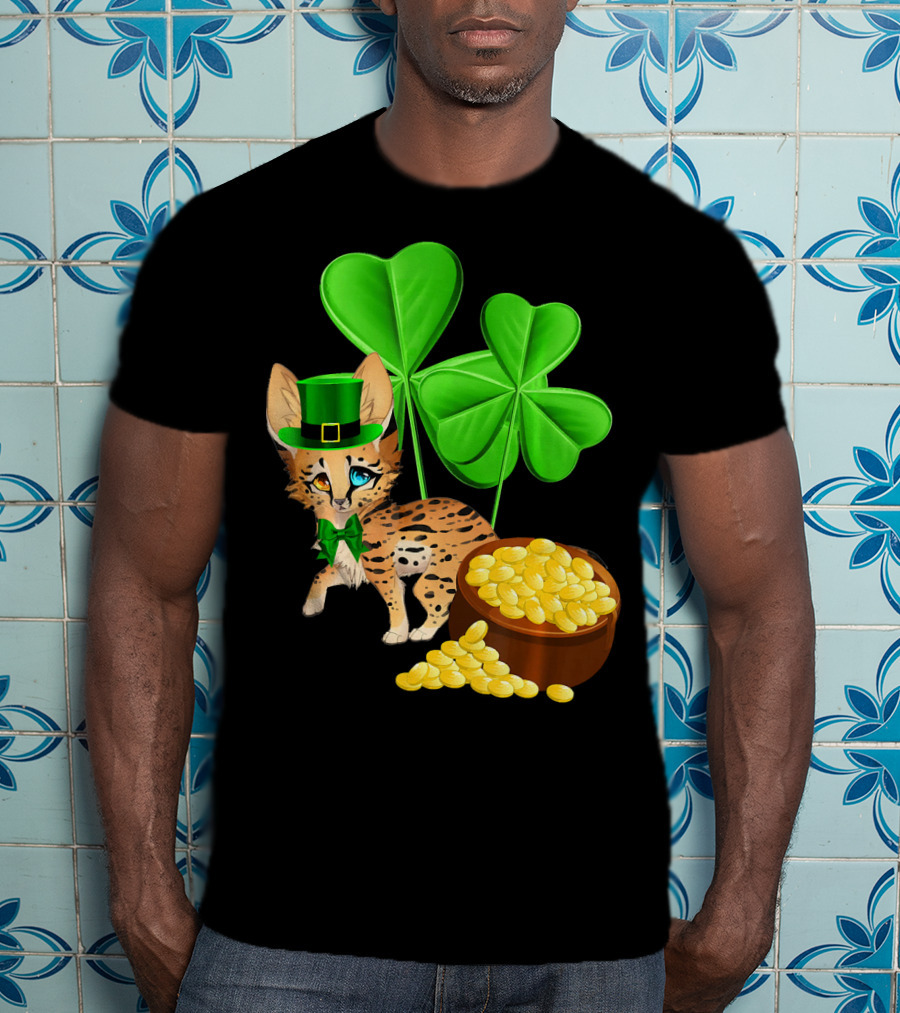 Ocicat St Patricks Day Leprechaun With Shamrocks And Gold Coins T-Shirt