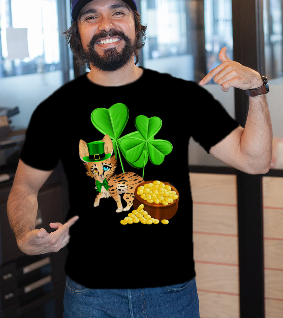 Ocicat St Patricks Day Leprechaun With Shamrocks And Gold Coins T-Shirt