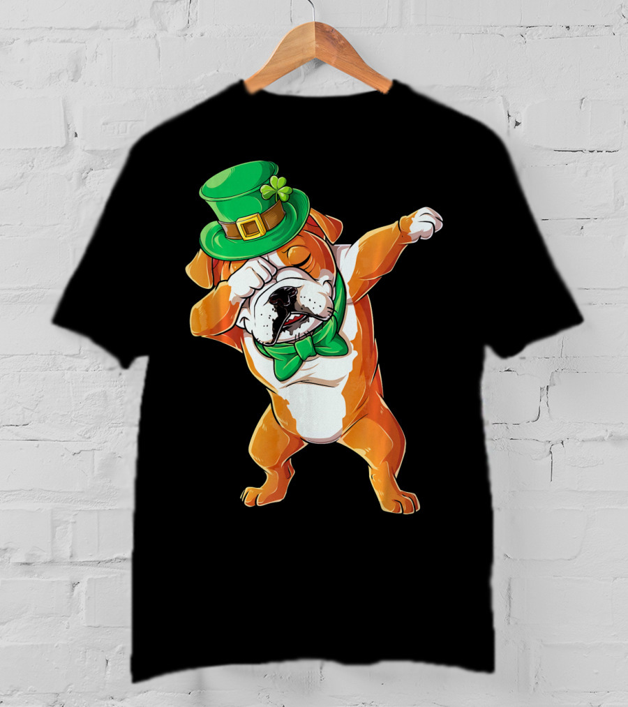 St. Patrick's Day Dabbing English Bulldog T-Shirt