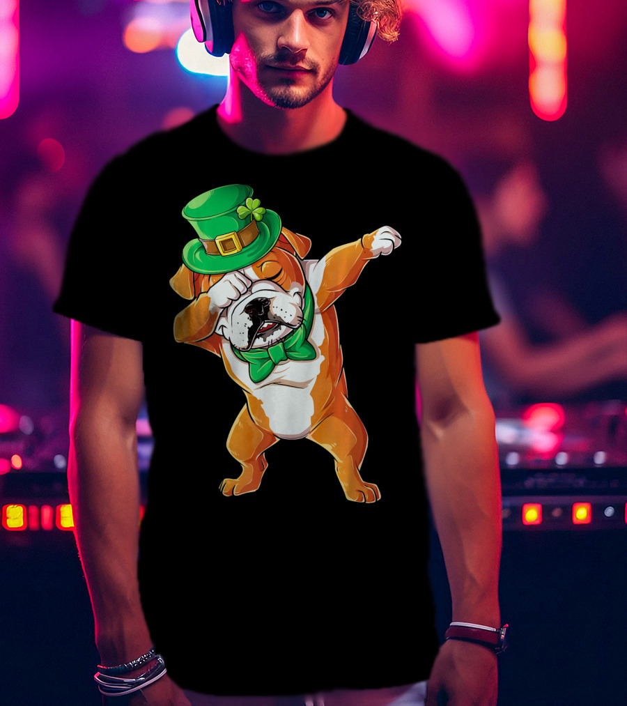 St. Patrick's Day Dabbing English Bulldog T-Shirt