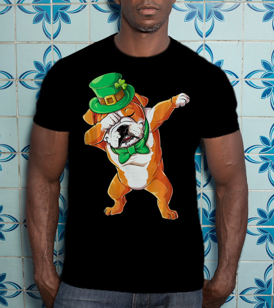 St. Patrick's Day Dabbing English Bulldog T-Shirt