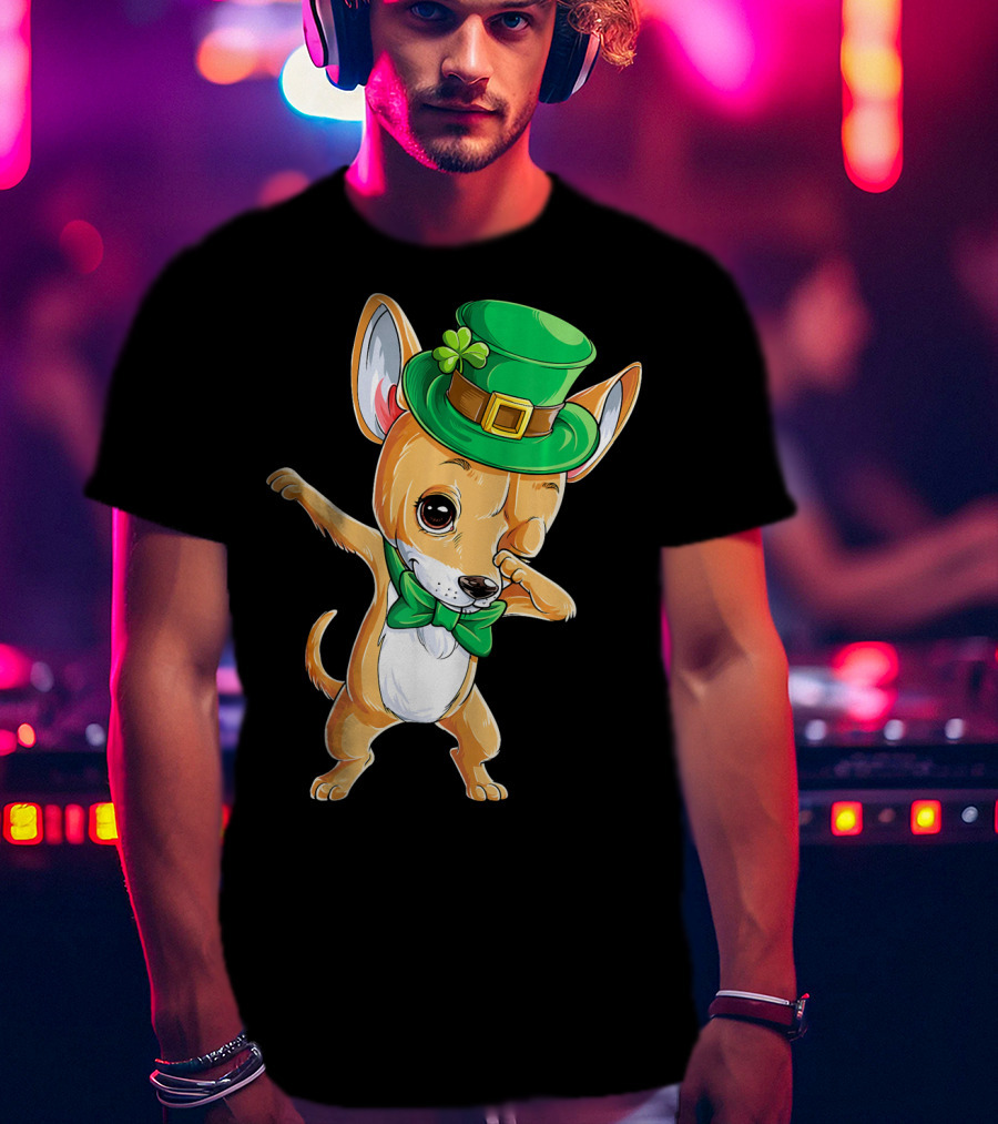 St. Patrick's Day Dabbing Chihuahua Leprechaun Hat T-Shirt