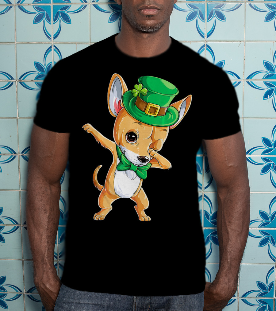 St. Patrick's Day Dabbing Chihuahua Leprechaun Hat T-Shirt