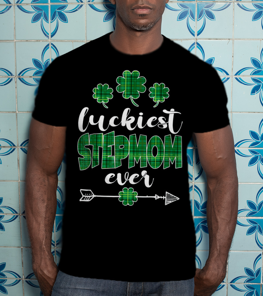 Luckiest Stepmom Ever Irish Stepmom Bear Matching St Patricks T-Shirt