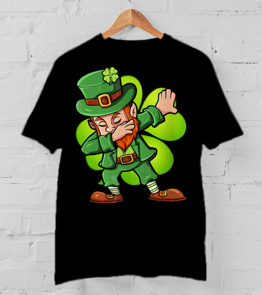 Dabbing Leprechaun With Clover St Patrick's Day Luck T-Shirt