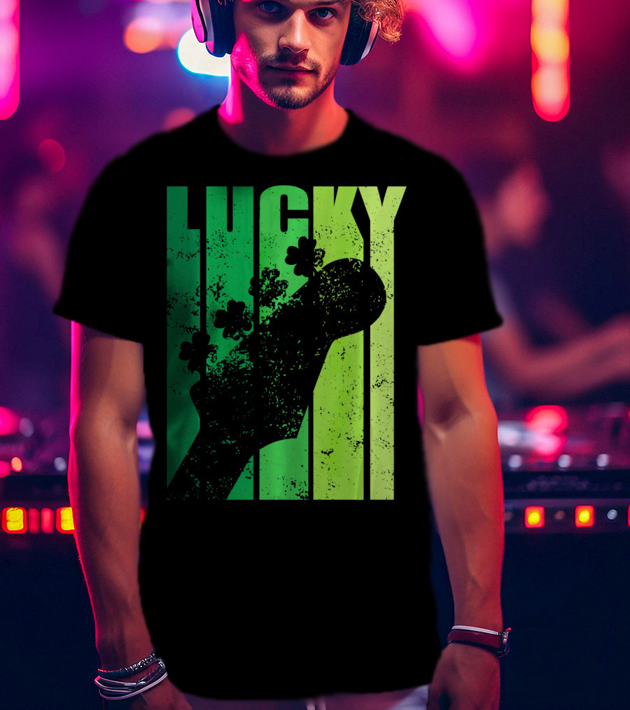 Lucky Irish Shamrock Guitar T-Shirt