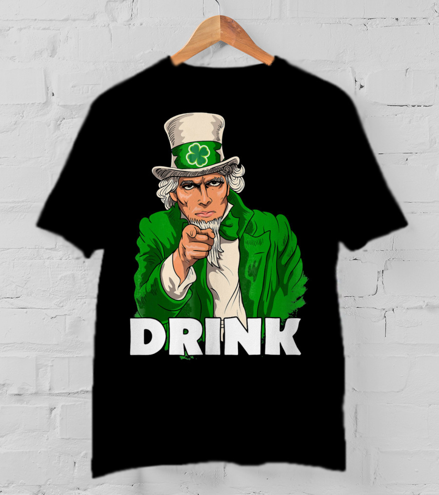 Irish Leprechaun Uncle Sam St Patricks Drink T-Shirt
