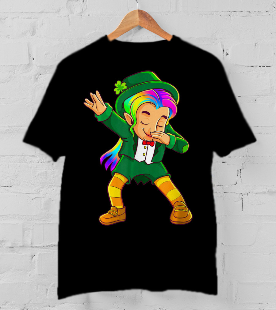Dabbing Rainbow Leprechaun Girl St Patrick's Day T-Shirt