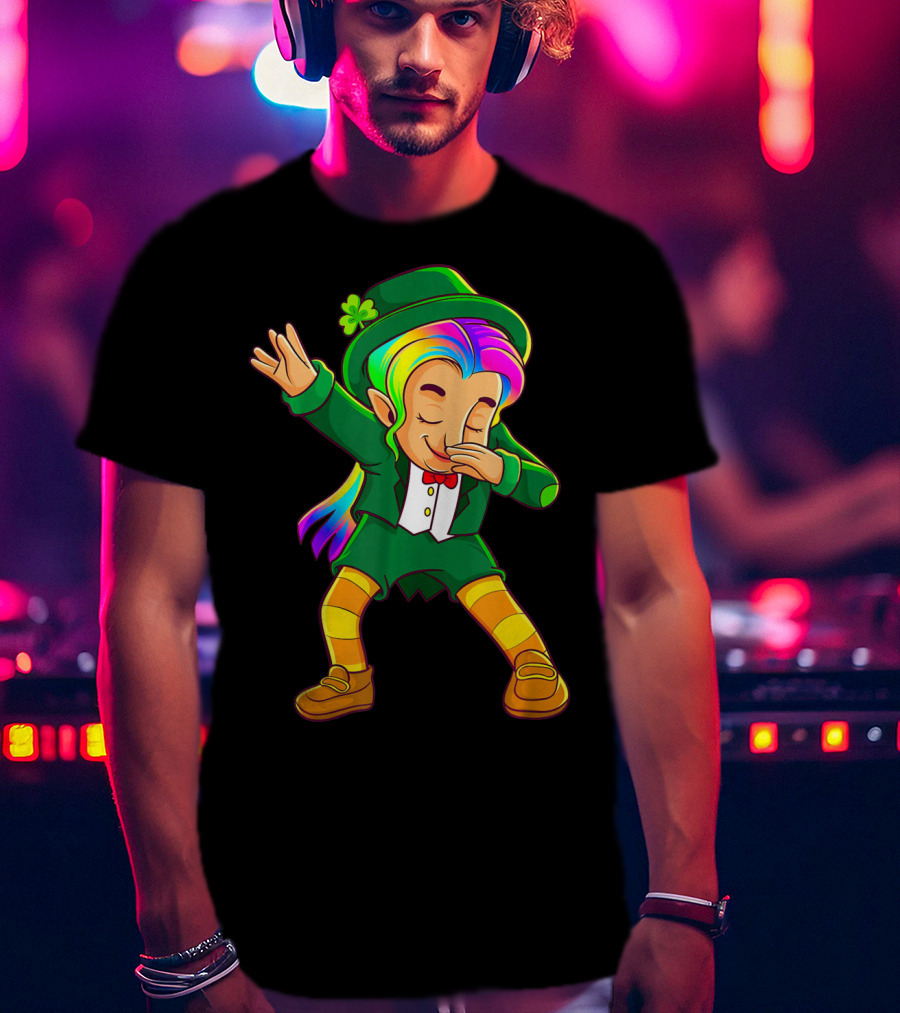 Dabbing Rainbow Leprechaun Girl St Patrick's Day T-Shirt