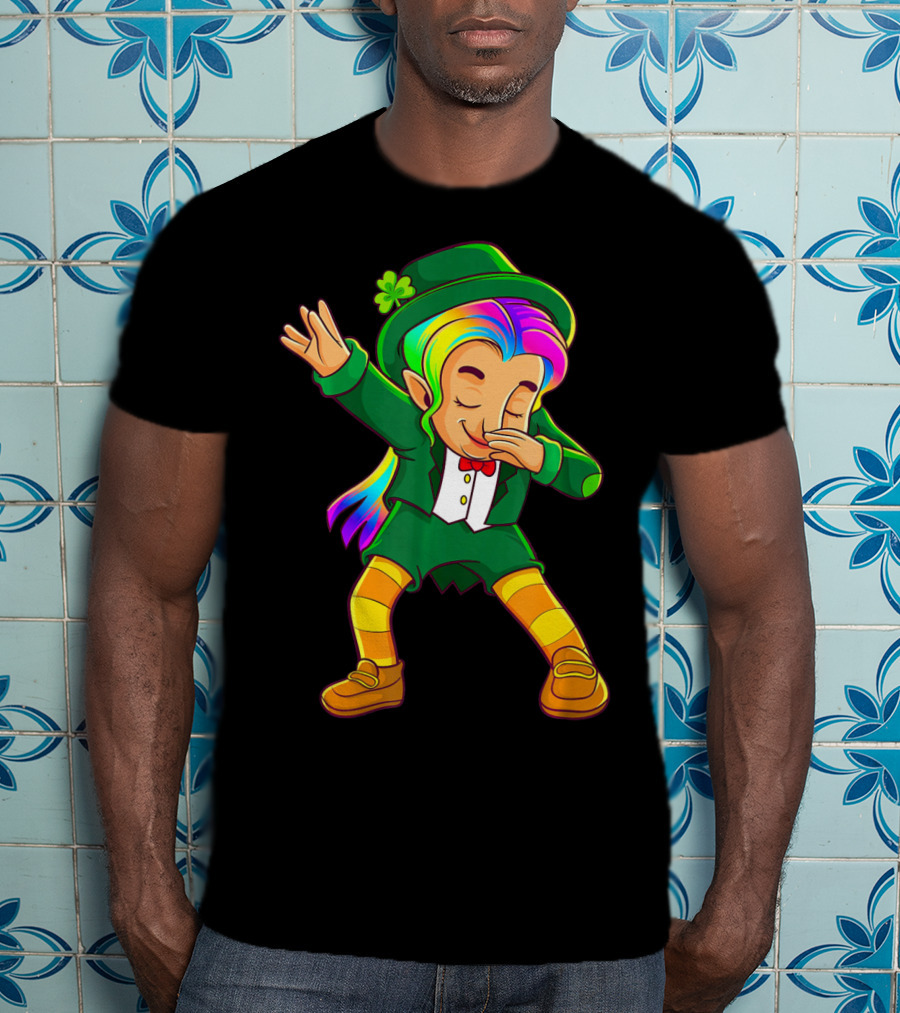 Dabbing Rainbow Leprechaun Girl St Patrick's Day T-Shirt