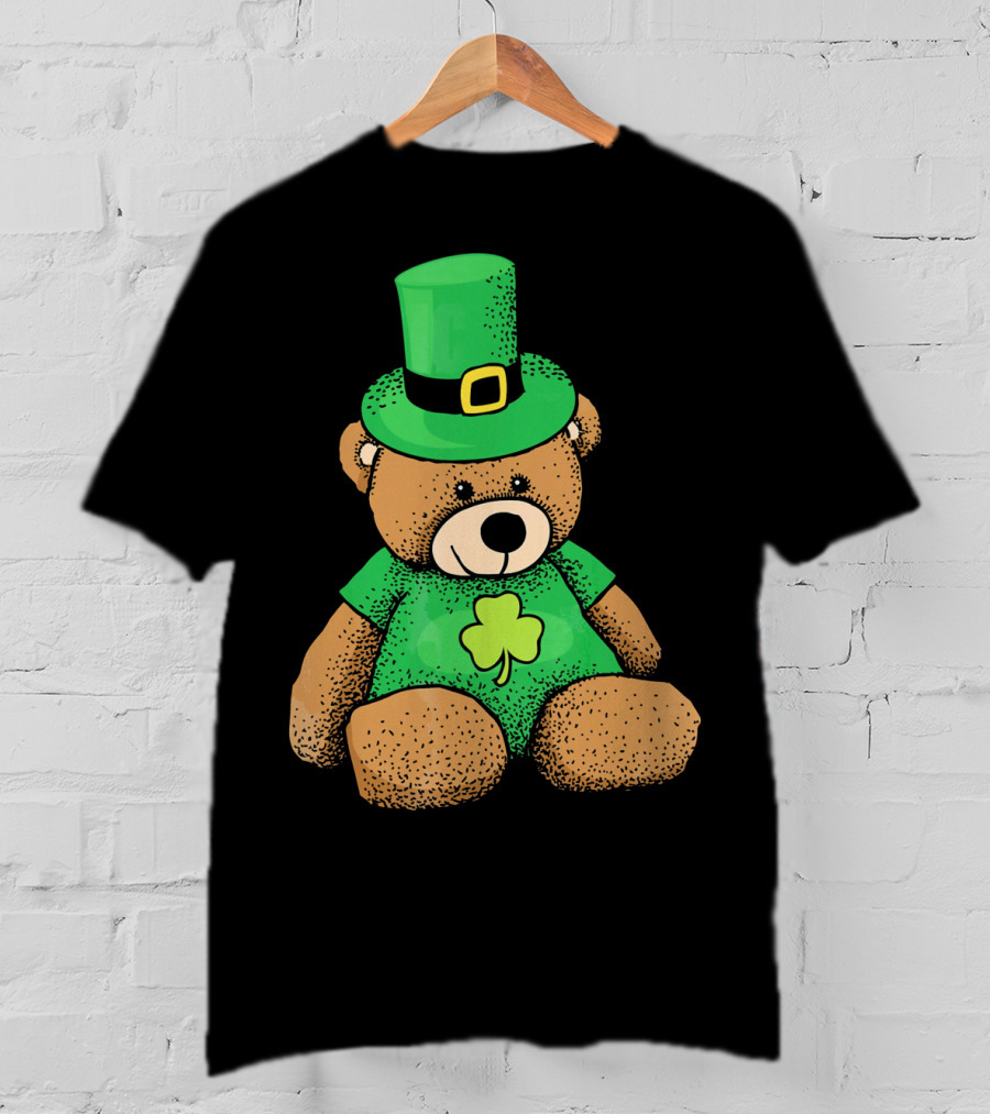 Irish Teddy Bear Shamrock Green Top Hat T-Shirt