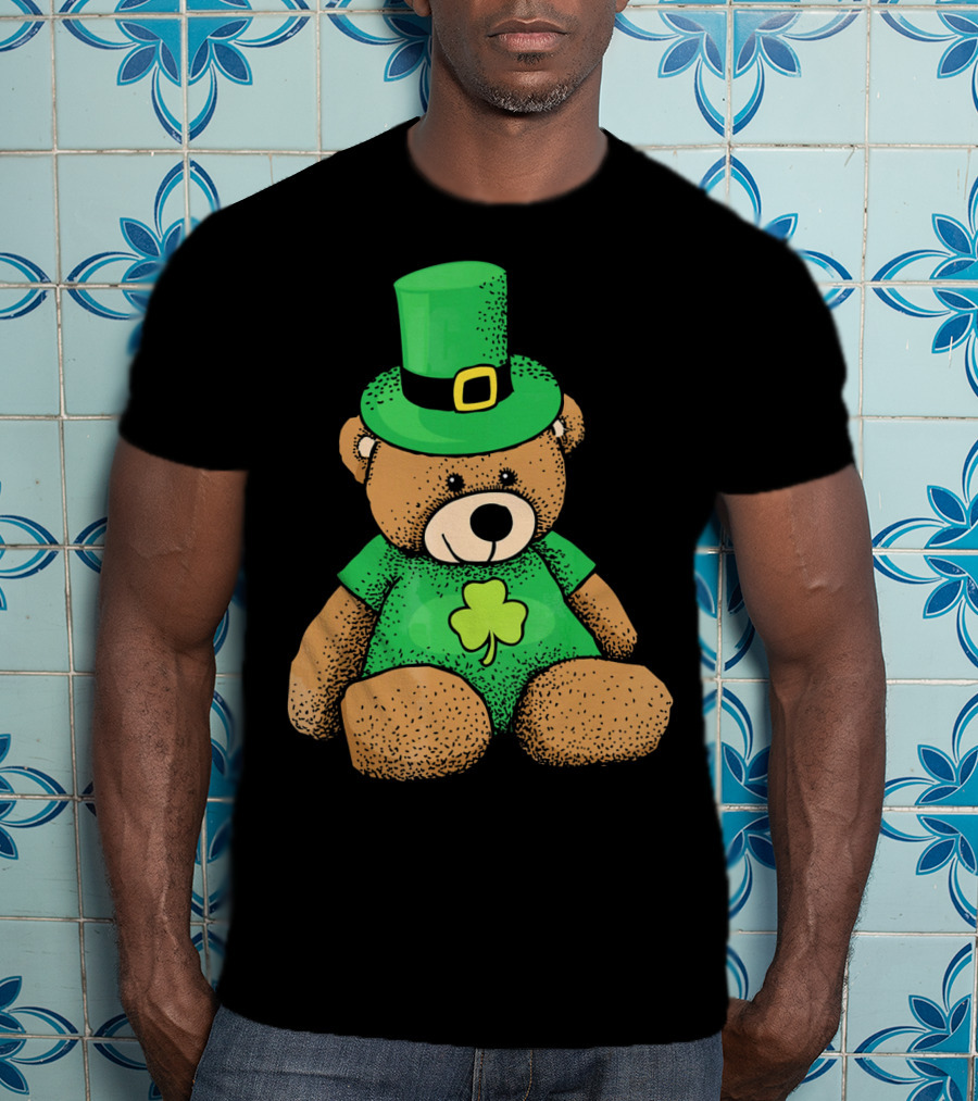 Irish Teddy Bear Shamrock Green Top Hat T-Shirt