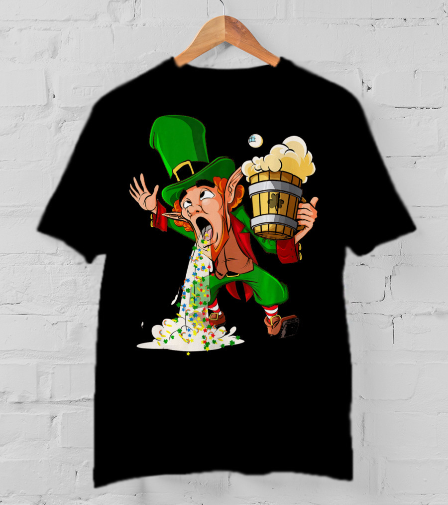Funny Puking Leprechaun St Patrick's Day Beer T-Shirt