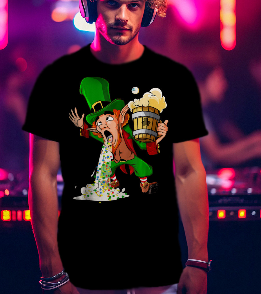 Funny Puking Leprechaun St Patrick's Day Beer T-Shirt