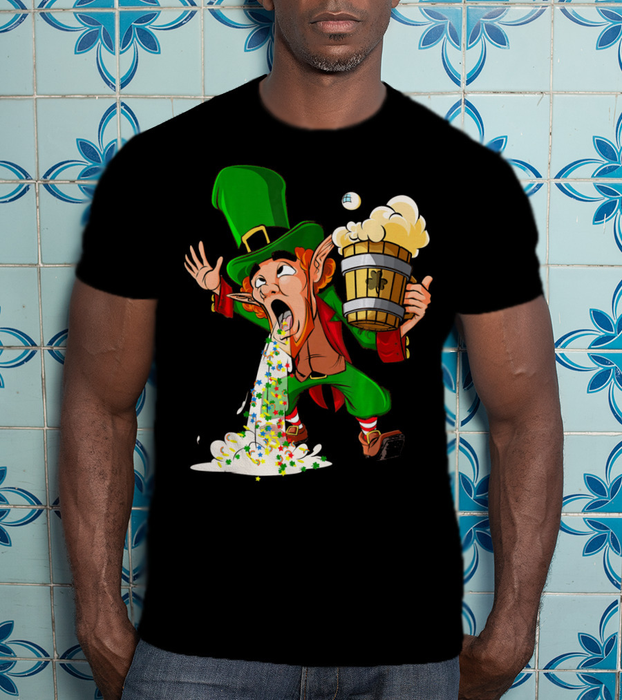 Funny Puking Leprechaun St Patrick's Day Beer T-Shirt