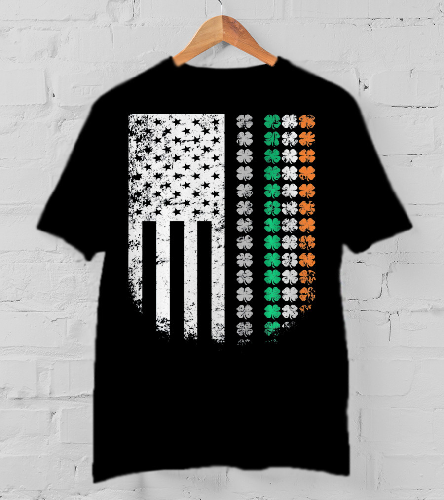 St Patricks Day Shamrock Flag Irish American T-Shirt