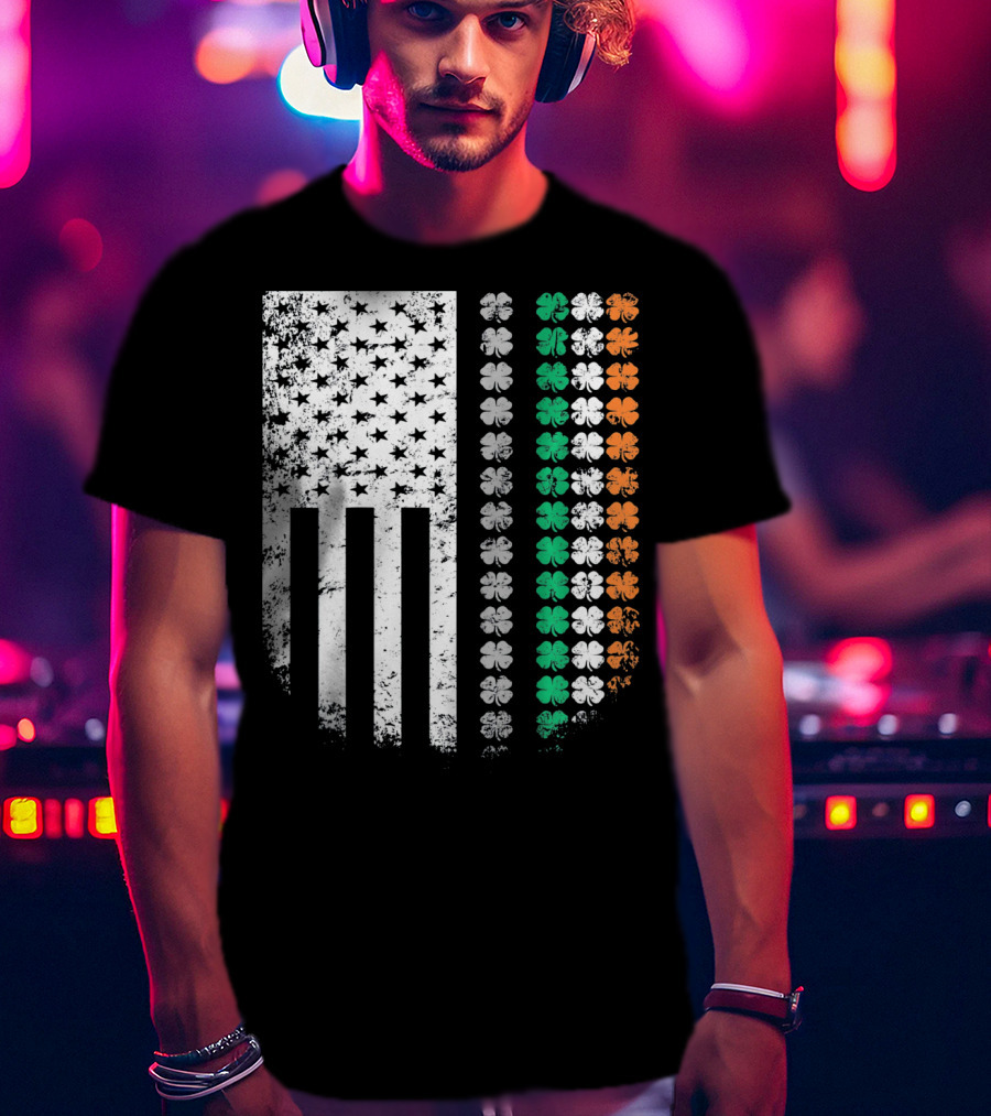 St Patricks Day Shamrock Flag Irish American T-Shirt