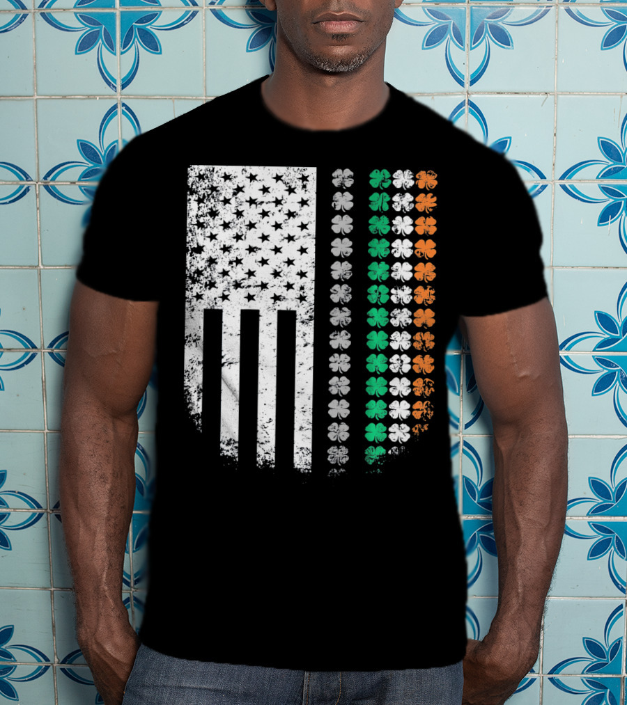 St Patricks Day Shamrock Flag Irish American T-Shirt