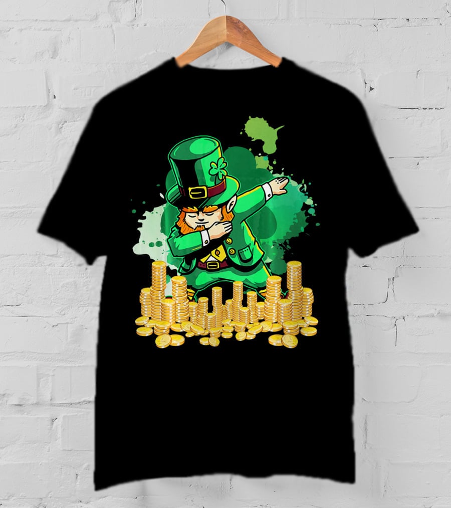 Dabbing Leprechaun And Gold Coins St. Patty's Day T-Shirt