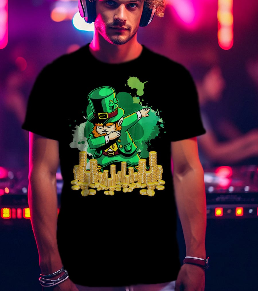 Dabbing Leprechaun And Gold Coins St. Patty's Day T-Shirt