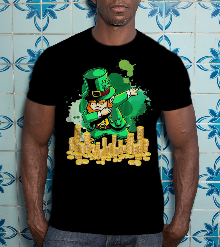 Dabbing Leprechaun And Gold Coins St. Patty's Day T-Shirt