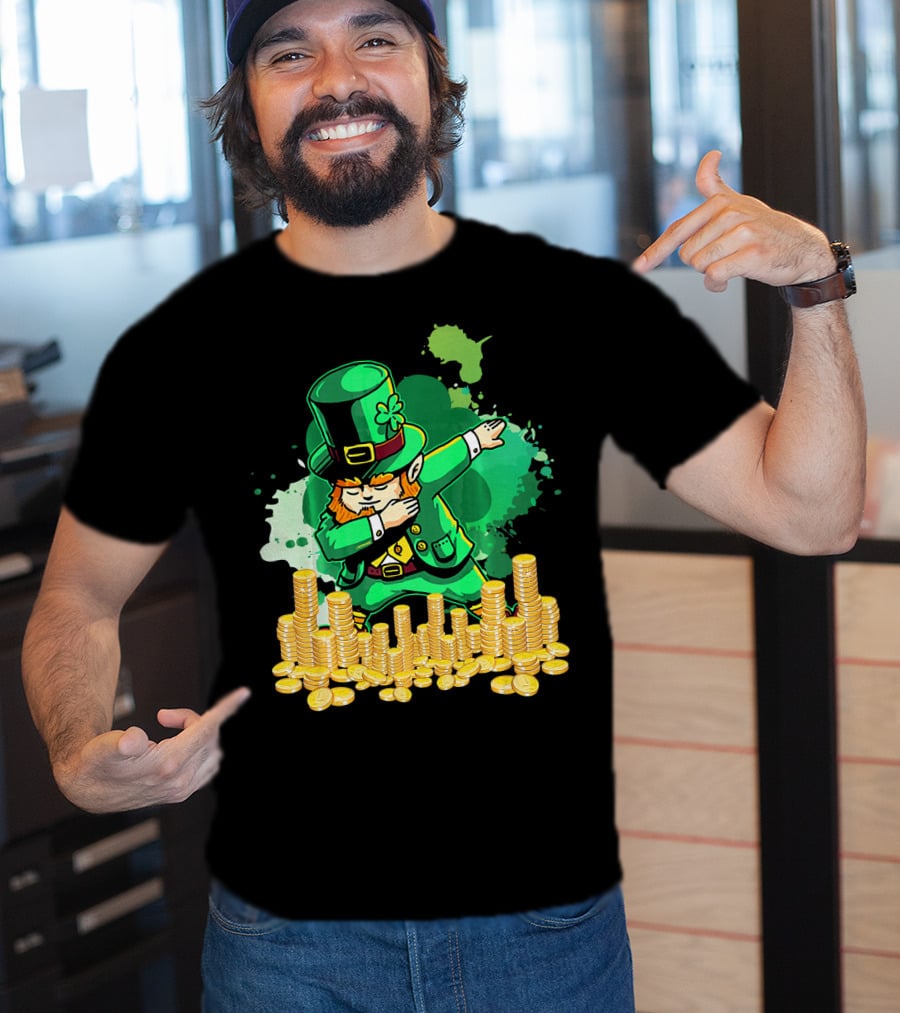 Dabbing Leprechaun And Gold Coins St. Patty's Day T-Shirt