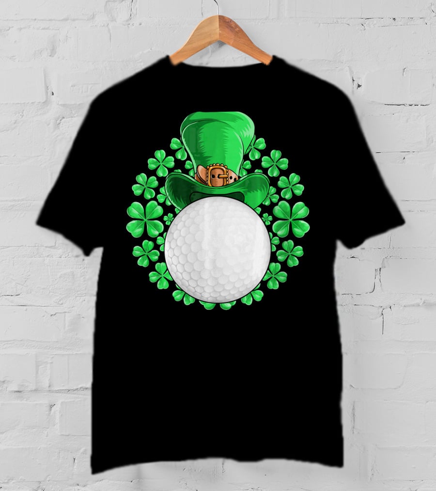 St Patricks Day Golfing Shamrock Hat Golf Ball T-Shirt