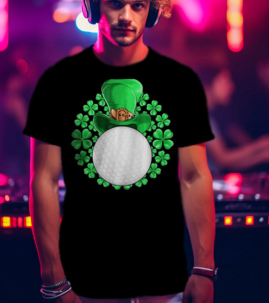 St Patricks Day Golfing Shamrock Hat Golf Ball T-Shirt
