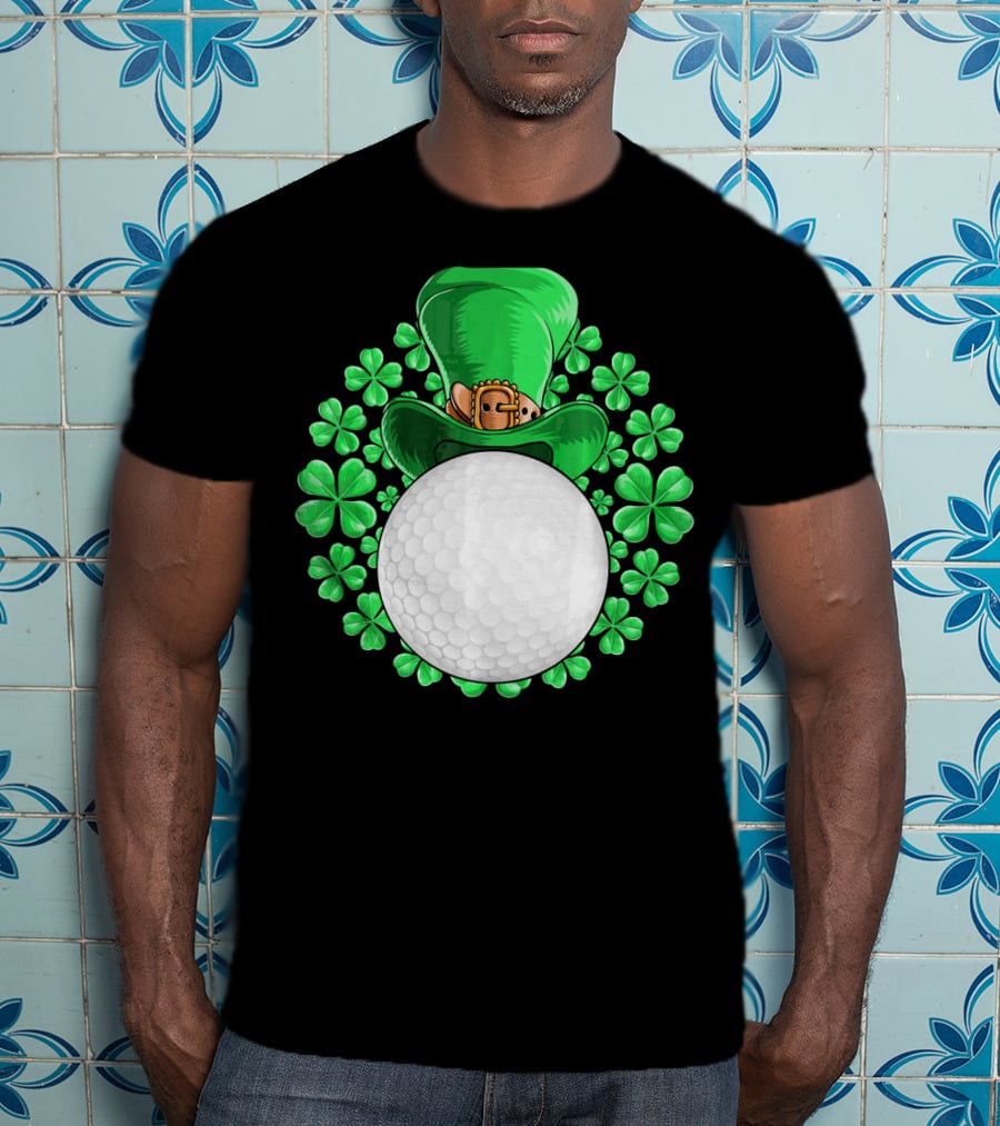 St Patricks Day Golfing Shamrock Hat Golf Ball T-Shirt