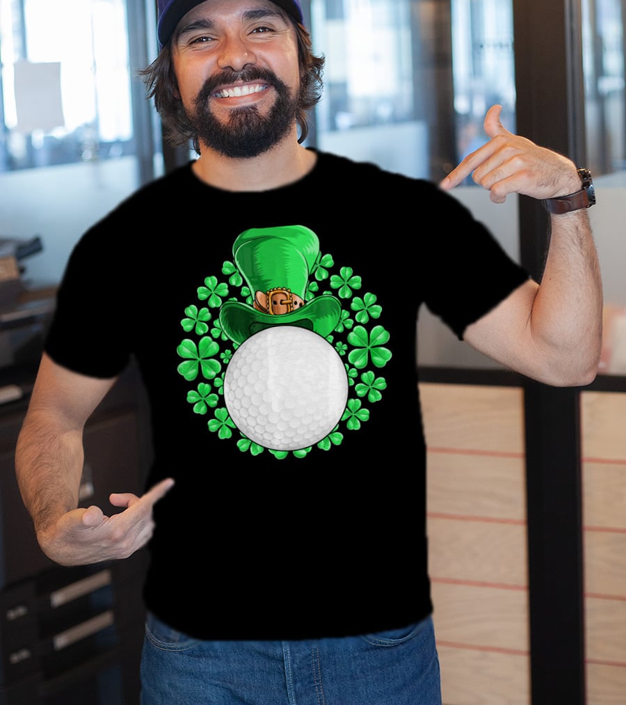 St Patricks Day Golfing Shamrock Hat Golf Ball T-Shirt