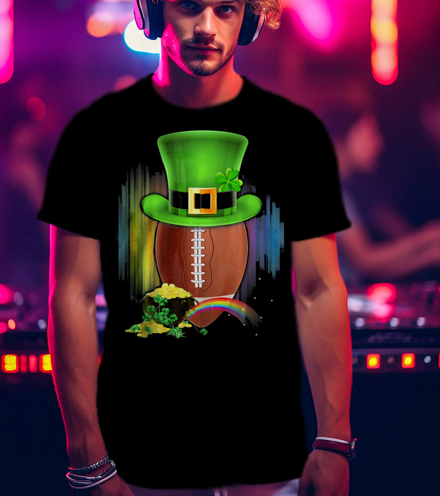 Saint Patricks Day Rugby Leprechaun Coin Rainbow T-Shirt