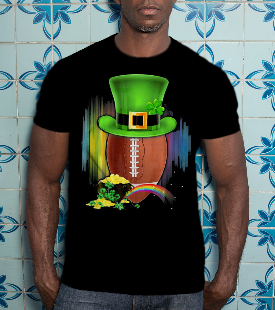 Saint Patricks Day Rugby Leprechaun Coin Rainbow T-Shirt