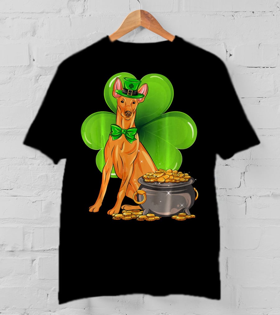 Pharaoh Hound St Patricks Day Leprechaun Clover Pot Of Gold T-Shirt