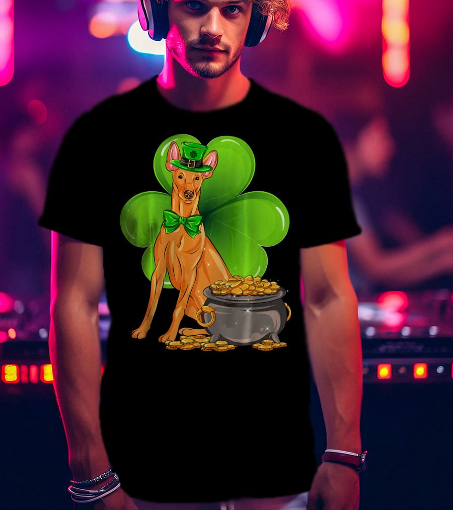 Pharaoh Hound St Patricks Day Leprechaun Clover Pot Of Gold T-Shirt