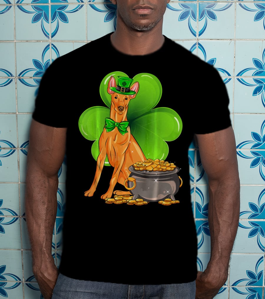 Pharaoh Hound St Patricks Day Leprechaun Clover Pot Of Gold T-Shirt