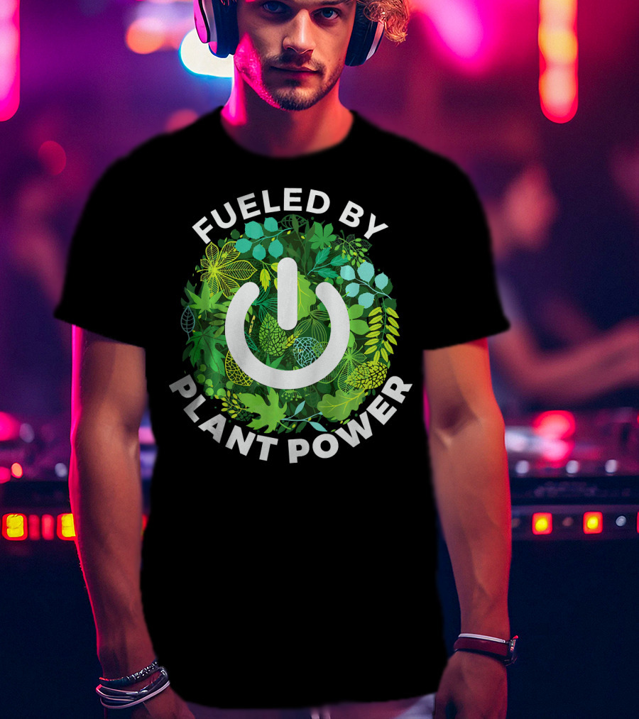 Fueled By Plant Power Eco Energy Symbol Vegetarian T-Shirt
